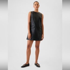 Black Faux Leather Shift Dress